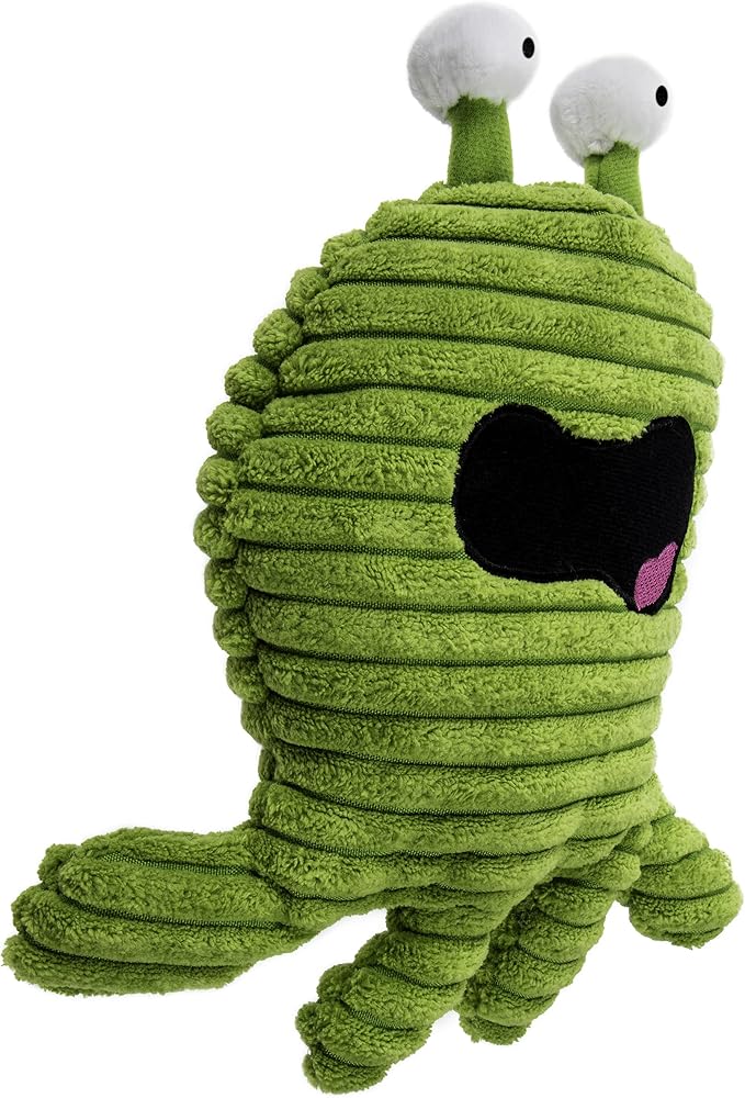 goDog PlayClean Germs Squeaky Plush Dog Toy with Odor-Eliminating Essential Oils, Chew Guard Technology - Green, Large