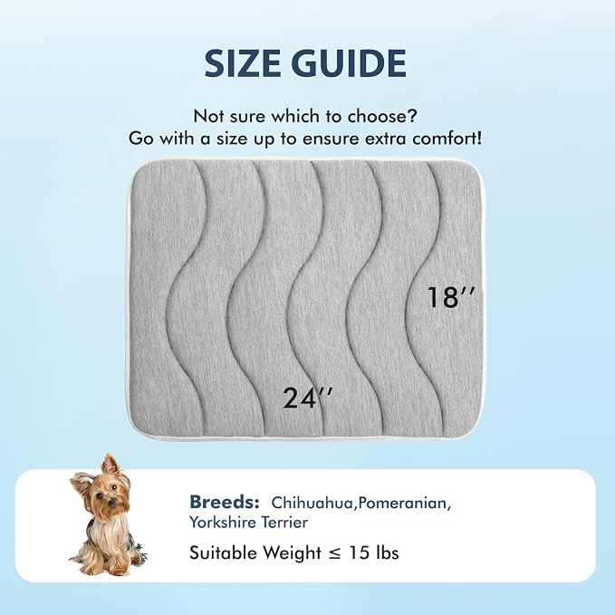 MICROCOSMOS 0.8" Thick Cooling Dog Foam Pad & Summer Pet Sleeping Mat, Machine Washable, Materials Safe, Portable Flat Pet Bed for Dogs.(Light Grey, 24" x 18")