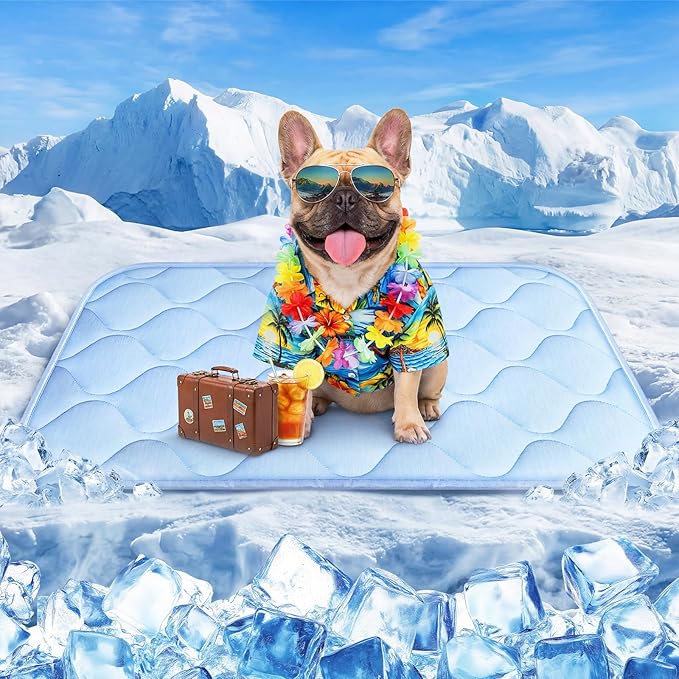 Pet Cooling Mats for Dogs, Cooling Pet Bed Outdoor & Indoor Use with Ice Silk Fabric & Waterproof Cover, Summer Cool Pad for Dogs Cats 29" x 18", Non-Slip Washable Pet Blanket for Crate Kennel Travel