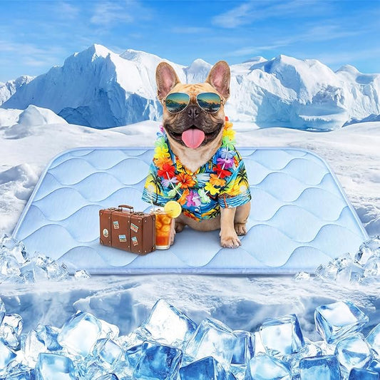 Pet Cooling Mats for Dogs, Cooling Pet Bed Outdoor & Indoor Use with Ice Silk Fabric & Waterproof Cover, Summer Cool Pad for Dogs Cats 29" x 18", Non-Slip Washable Pet Blanket for Crate Kennel Travel