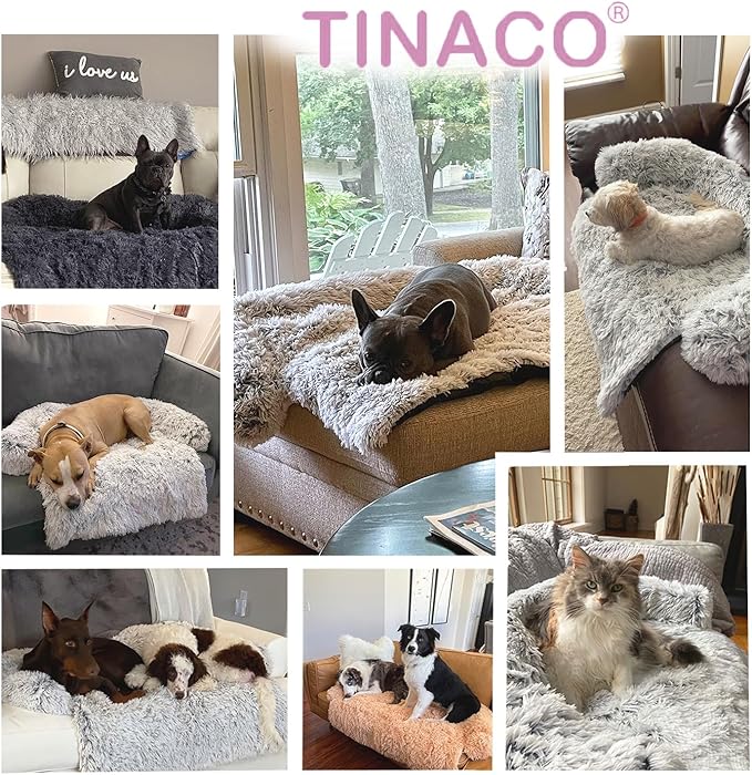 Luxurious Calming Dogs/Cats Bed Mats, Dog Pad Washable Removable Couch Cover, Plush Long Fur Mat for Pets, Waterproof Lining, Perfect for Small, Medium and Large Dogs and Cats (Pink, 45"x37")