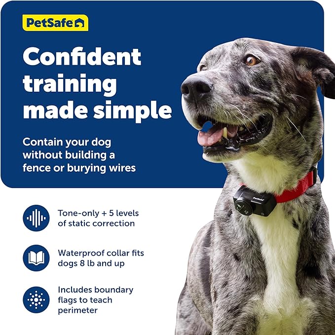 PetSafe Wireless Containment Fence for 2 Dogs - No Wire to Bury - Covers Acre Yard - for Dogs 5 Lb. and Up - from the Parent Company of Invisible Fence Brand