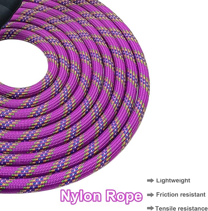 MayPaw Heavy Duty Rope Dog Leash, 6/8/10/15/20/30FT Long Nylon Pet Leash, Soft Padded Handle Thick Lead Leashes for Large Medium Dogs (Purple, 1/2" * 10')