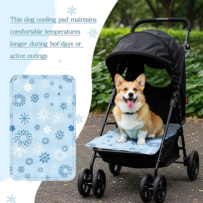 Nuanchu Dog Stroller Cooling Mat, Waterproof Gel Pet Cooling Pad for Summer, Washable Cat Sleeping Blanket, Portable Ice Gel Travel Mat for Cats, Crates, Car Seat(11.81 x 19.69 Inches,Snowflake)