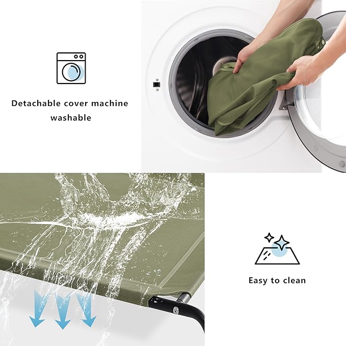 Cooling Elevated Dog Bed for Large Dogs, Portable Indoor & Outdoor Raised Dog Bed with Breathable Mesh, Chew Proof Pet Hammock Cots with Removable and Waterproof Bolsters