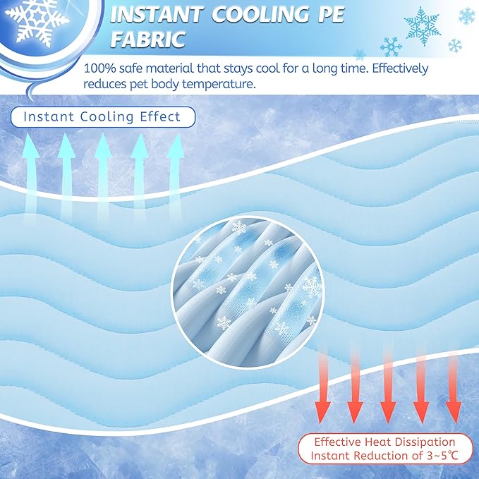Cooling Mat for Dogs Extra Large, 59"x40" Breathable Cold Crate Pad for Pet with Non-Slip Bottom, Washable Waterproof Cool Fiber Pet Cooling Pad for Dog Bed Indoor/Outdoor Summ