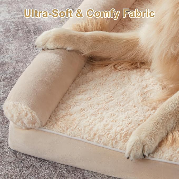 BFPETHOME Orthopedic Washable Dog Beds Large Sized Senior Dog for Comfy Sleeping with Removable Cover, Waterproof Big Soft Pet Couch Bed for Dogs Rerlax