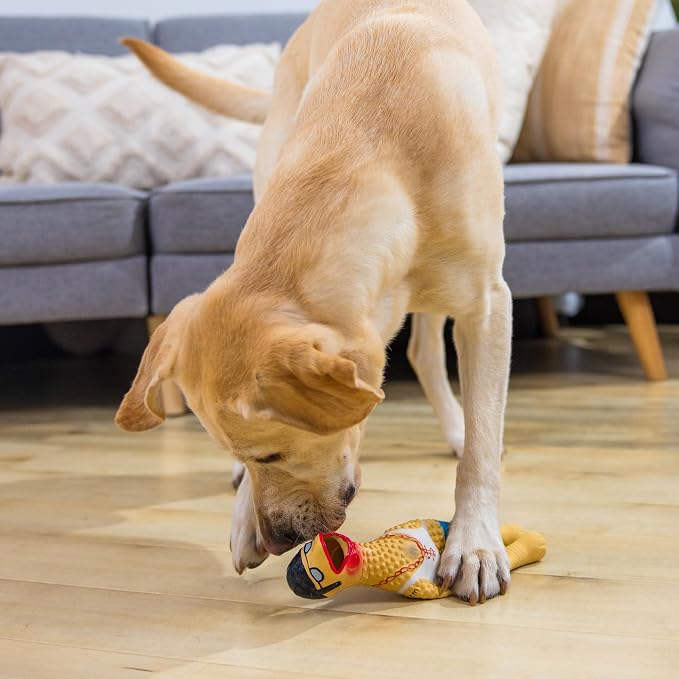 Outward Hound by Charming Pet Squawkers Earl Latex Squeaky Rubber Chicken Dog Toy, Funny Interactive Holiday Toy for Dogs, Large Size