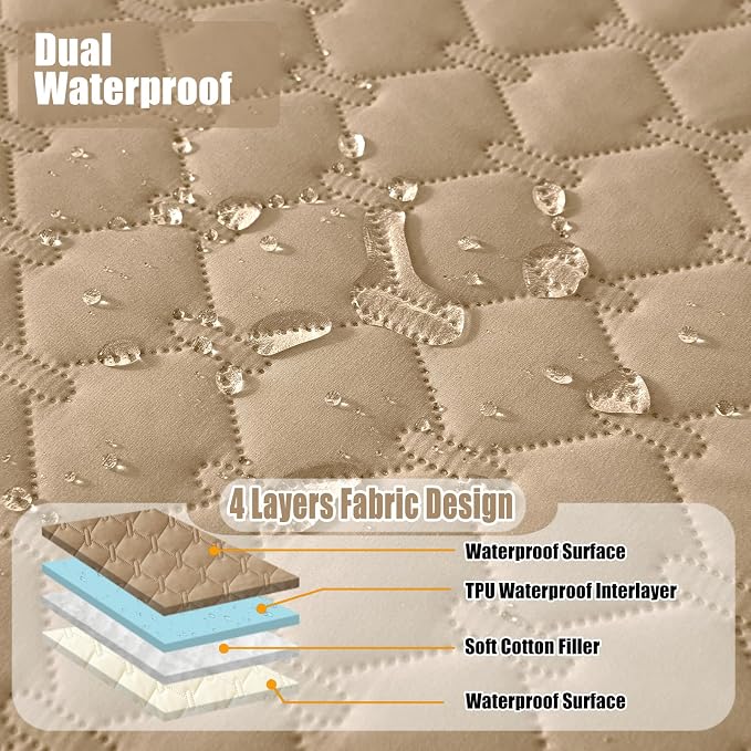 Smiry Waterproof Dog Bed Cover Blanket, Soft Reversible Pet Blanket, Washable Leakproof Cats Dogs Couch Cover for Sofa, Couch, Furniture (30x53 Inch, Camel/Beige)