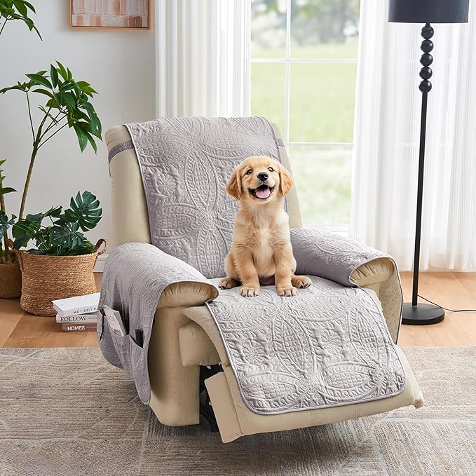 Purple Quilted Recliner Covers, Waterproof Recliner Chair Covers, Lazy Boy Chair Covers, Pet Friendly Recliner Slipcover for Dogs, Washable Sofa Couch Cover (Recliner 22", Cloud Purple)