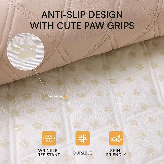 Luciphia 100% Waterproof Couch Cover Blanket for Dogs Anti-Slip Pet Couch Protector Sofa Mat Puppy Cat Blanket with Non-Slip Bottom, Beige, 82x120 Inch