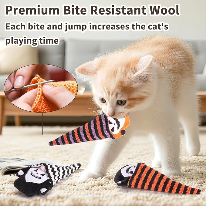Retro Shaw Crinkle Sound Gothic Catnip Toys for Indoor Cats, 6.7 in, 3 Pack | Interactive Fun, Soft and Durable, Safe Teeth Cleaning, Halloween Gnome Plush Toy