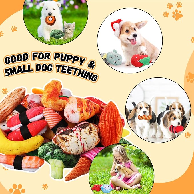 Libima 120 Pack Small Squeaky Dog Toys Bulk for Puppy Small Dogs Pets Cute Plush Stuffed Dog Toys Bundle Soft Pet Toys for Chewing and Teething, 120 Styles
