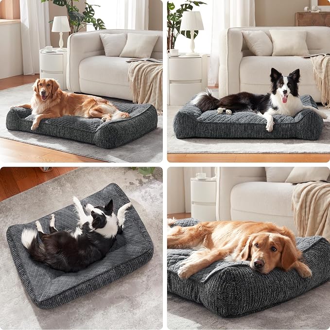 JOEJOY Orthopedic Dog Bed Medium Sized Dogs, Extra Thick Supportive Big Dog Couch Bed with Sides, Ultra Soft Pet Bed Sofa, Grey, 35''x25''