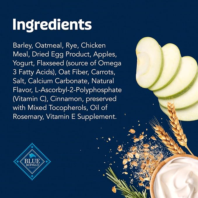 Blue Buffalo Health Bars Apples & Yogurt Crunchy Dog Biscuits, Oven-Baked with Real Apples & Natural Ingredients, Healthy Dog Treats with No Artificial Flavors or Preservatives, 16 oz.
