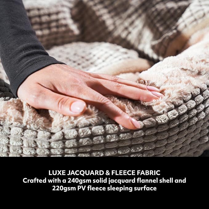 Mon Chateau Snuggle Haven Hooded Pet Bed, Covered Cat or Dog Bed, Waterproof and Machine Washable with Anti-Skid Bottom, Designed for Comfort and Safety, Oatmeal Glow