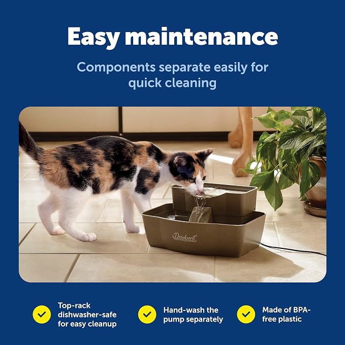 PetSafe Multi-Tier Pet Fountain Large Waterer Great for Cats and Dogs 2 Heights to Drink from Great for Senior Pets 100 Oz Water Capacity Fresh, Filtered Water