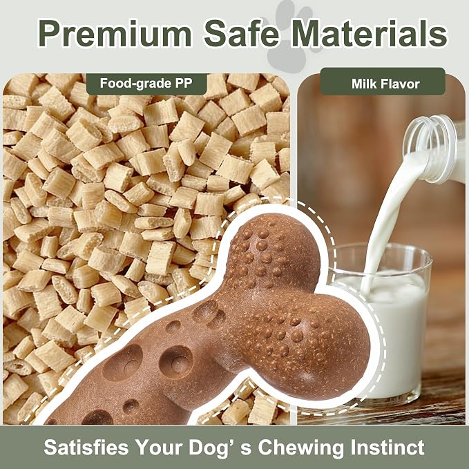 Dog Chew Toy for Aggressive Chewers Dog Bone Toys for Medium Large Dog Breed to Keep Them Busy Milk Flavored