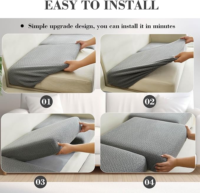 Couch Cushion Covers Sofa Covers Couch Covers for Sofa Pet Friendly Universal Sofa Covers Washable Stretch Slipcovers for Sectional Sofa (Texture Gray,Back Cover L)