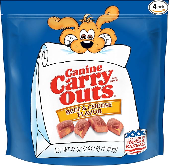 Canine Carry Outs Bacon & Cheese Flavor Dog Treats, 47 Ounce Bag (Pack of 4)
