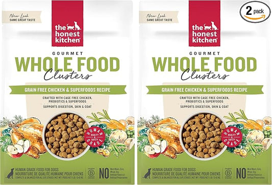 The Honest Kitchen Whole Food Clusters Grain Free Chicken Dry Dog Food, 1 lb Trial Pouch (Pack of 2)