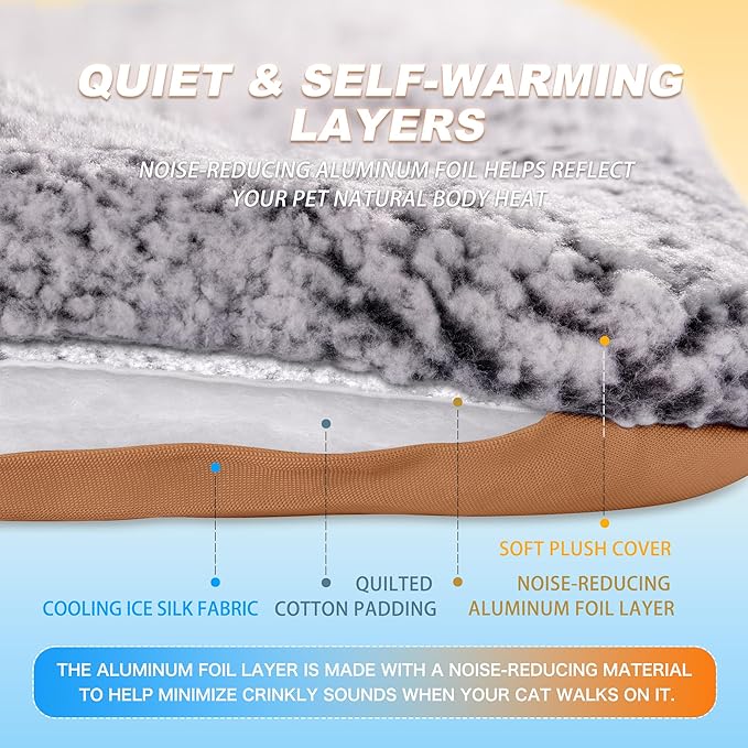 Cat Cooling Mat, Self Warming Cat Bed, Reversible Warm & Cooling Cat Bed, Winter Warm Cat Pad & Summer Cooling Cat Mat for Kittens & Small Dogs, Perfect for Crates, Beds & Sofas, Dark Brown, 18" x 24"