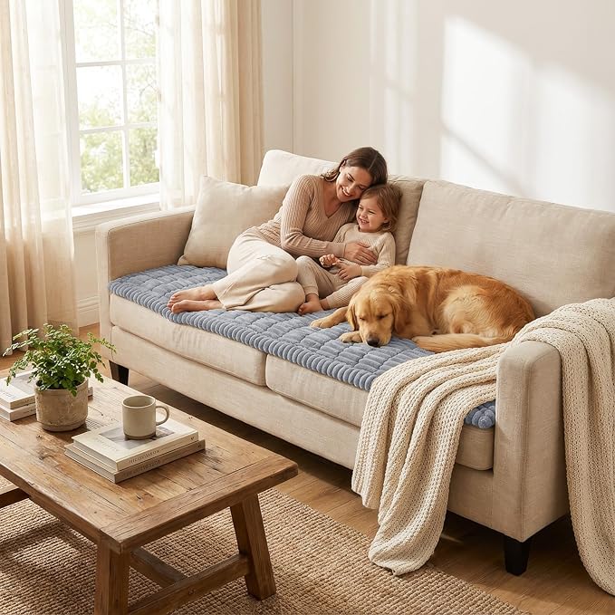 Smiry Couch Cover for Dogs, Non Slip Washable Sofa Protector for Pets, Soft Furniture Cover for Pet, Stylish Sofa Covers, Cozy Protect Against Fur, Dirt & Everyday Messes (Grey, 27.6" x 59")