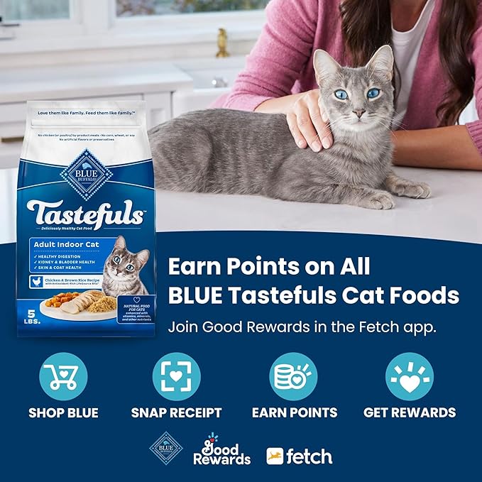 Blue Buffalo Tastefuls Chicken & Brown Rice Recipe Adult Dry Cat Food Weight Control, Real Chicken First, Deliciously Healthy Natural Cat Food, Supports Digestive Care and Coat Health, 15 lbs.