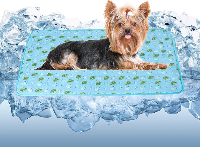 DELIFUR Cat Cooling Mat- Pet Cooling Mat Outdoor for Dogs Ice Pad for Kitten Cat Puppy Machine Washable (Medium, Blue Ice)
