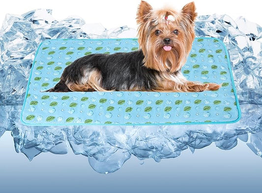 DELIFUR Cat Cooling Mat- Pet Cooling Mat Outdoor for Dogs Ice Pad for Kitten Cat Puppy Machine Washable (Medium, Blue Ice)