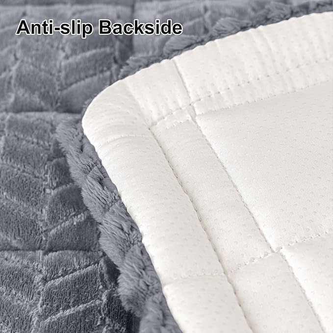 Smiry Couch Cover for Dogs, Non Slip Fuzzy Pet Sofa Covers Washable for 3 Cushion Couch, Soft Thick Furniture Protector for Cats Dogs, Against Fur, Dirt, Scratch Resistant (Grey, 35.4"x95")