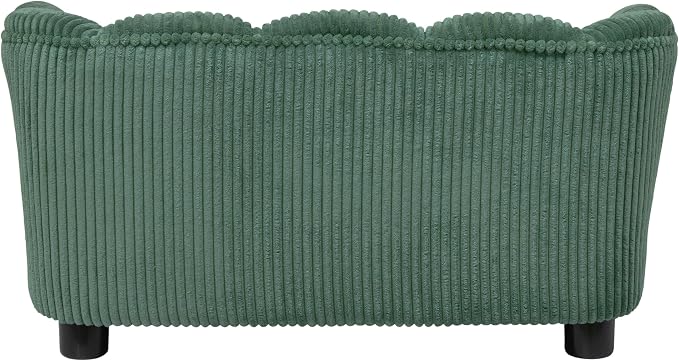 Paws & Purrs Retro Scalloped Back Sofa Style Pet Bed, Dog & Cat Couch with Tufted Cushion & Armrest, Stylish Indoor Pet Furniture, Sage