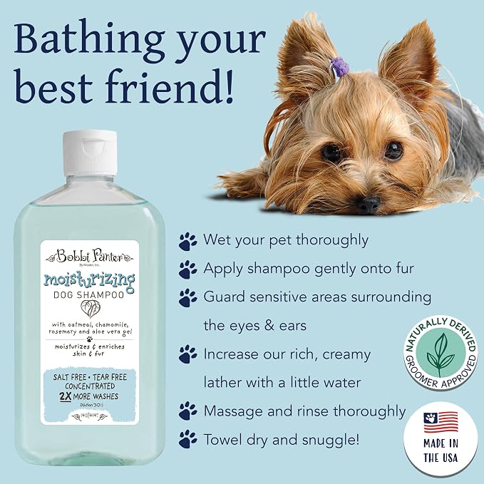 Bobbi Panter Oatmeal Dog Shampoo Aloe Vera, Chamomile & Rosemary – Moisturizing Natural Formula for Dry Skin, Tear-Free, 30:1 Concentrate, 14 oz (Case of 12)