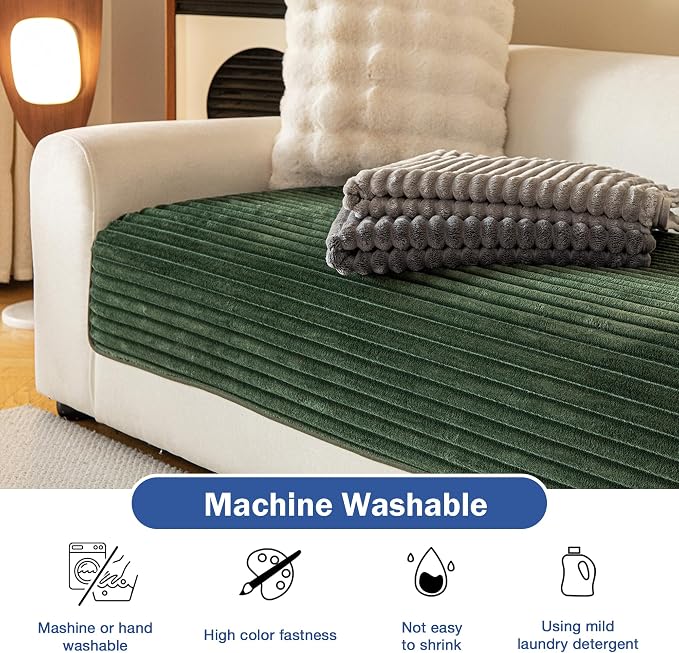 MYSKY HOME 100% Waterproof Couch Cover for Sectional Sofa, Couch Covers for Dogs Washable, Non Slip 2 PCS Sofa Slipcover, L Shape Sofa Cover Protector Blanket for Pet, Moss Green, 35"x70.9"+35"x70.9"