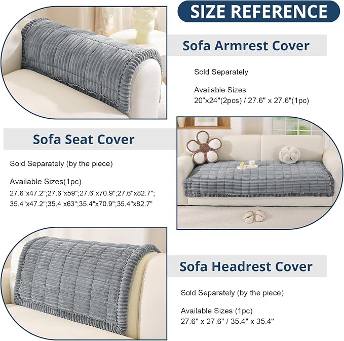 OstepDecor Couch Cover for Dogs, Washable Non Slip Sofa Cover for Pets, Soft Couch Covers for Sofa, Loveseat and Sectional, Furniture Protector Against Pet Hair & Scratches (35.4" x 63", Blue Grey)