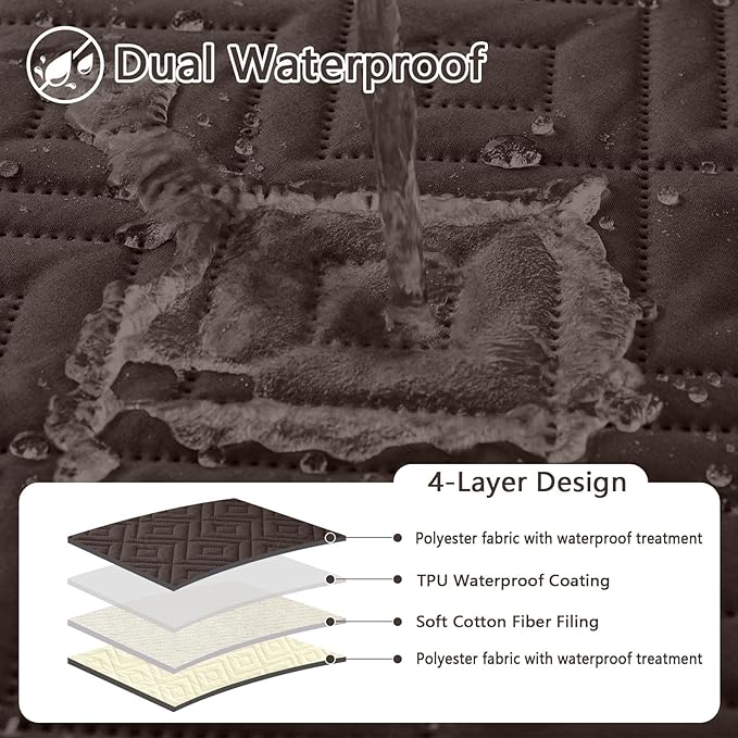hyha Waterproof Dog Blanket, Soft Dog Bed Cover Pet Blankets, Waterproof Sofa Couch Cover for Dogs Washable, Reversible Pet Couch Covers for Sofa Furniture (52x82 Inch, Chocolate/Beige)