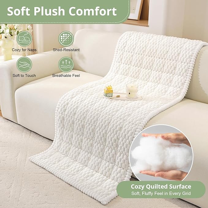 OstepDecor Couch Cover for Dogs, Washable Non Slip Sofa Cover for Pets, Soft Couch Covers for Sofa, Loveseat and Sectional, Furniture Protector Against Pet Hair & Scratches (27.6" x 70.9", White)