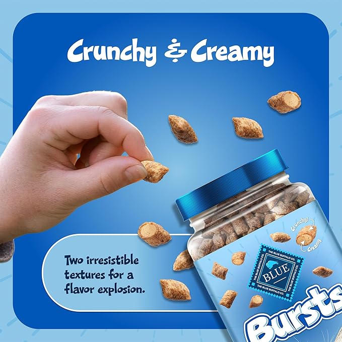Blue Buffalo Bursts Crunchy & Creamy Cat Treats, Great for Training, Paw-Lickin' Chicken, 12-oz. Tub (Pack of 4)