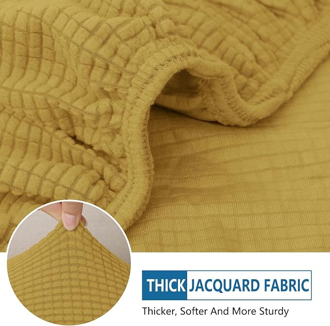 hyha Waterproof Couch Cushion Covers for Pets, Non Slip Sofa Cover for Dogs Washable, Soft Thick Stretch Jacquard Fabric, Sofa Slipcovers with Elastic Bottom (3 Pieces, Ginger Yellow)