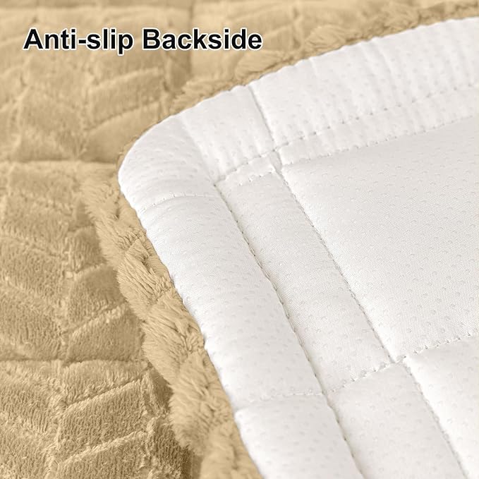 Smiry Couch Cover for Dogs, Non Slip Fuzzy Pet Sofa Covers Washable for 3 Cushion Couch, Soft Thick Furniture Protector for Cats Dogs, Against Fur, Dirt, Scratch Resistant (Khaki, 27.6"x88")
