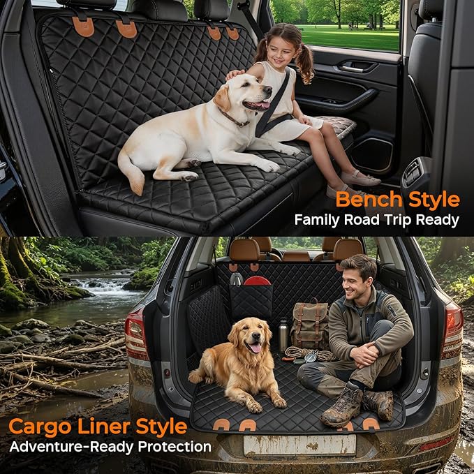 URPOWER Dog Car Seat Cover for Pets 100% Waterproof Seat Cover Hammock 600D Heavy Duty Scratch Proof Nonslip Durable Soft Back Seat Covers for Cars Trucks and SUVs