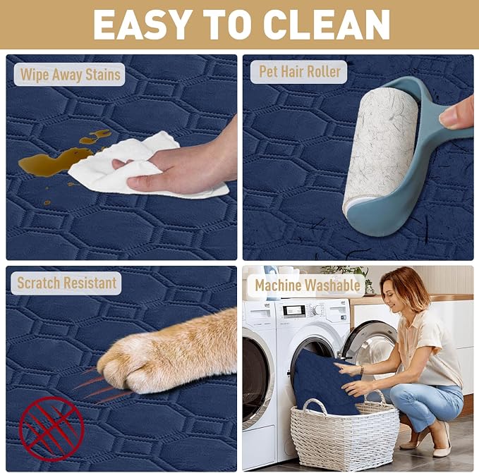 ZNSAYOTX Ultimate Cozy Blankets (30"x70") 100% Waterproof Sofa Mat Blanket for Dog Pets, Bed Couch Protector with Non-Slip Back Washable Durable, Pee Scratch Proof Easy to Clean (Navy Blue)
