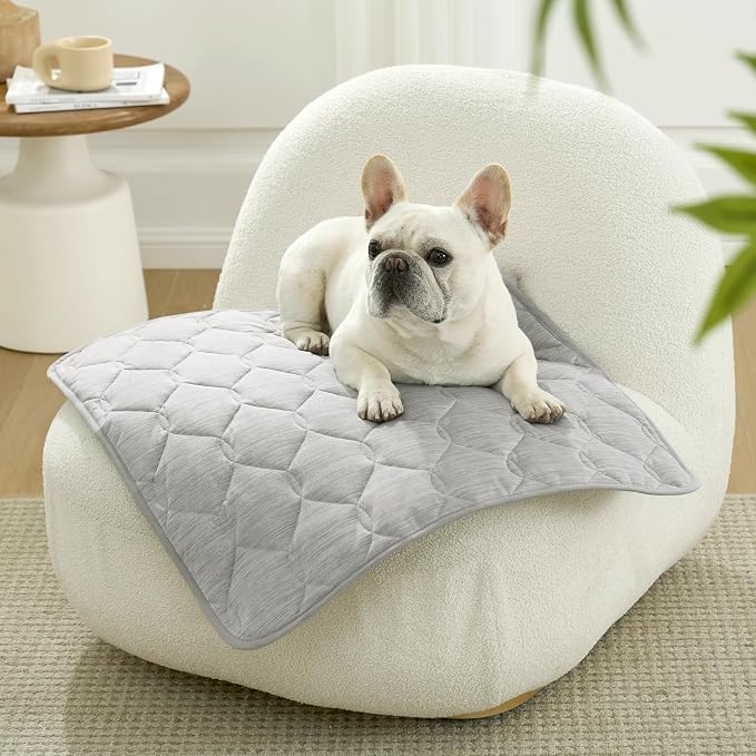 COZY KISS Dog&Cat Cooling Couch Cover, 27.5x27.5 Inch Waterproof Pet Pad, Q-Max > 0.4 Cool-Tech Fabric, Grey