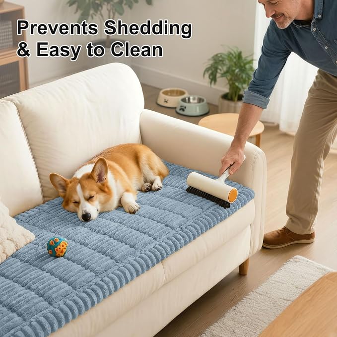 Smiry Couch Cover for Dogs, Non Slip Washable Sofa Protector for Pets, Soft Furniture Cover for Pet, Stylish Sofa Covers, Cozy Protect Against Fur, Dirt & Everyday Messes (Haze Blue, 35.4" x 35.4")
