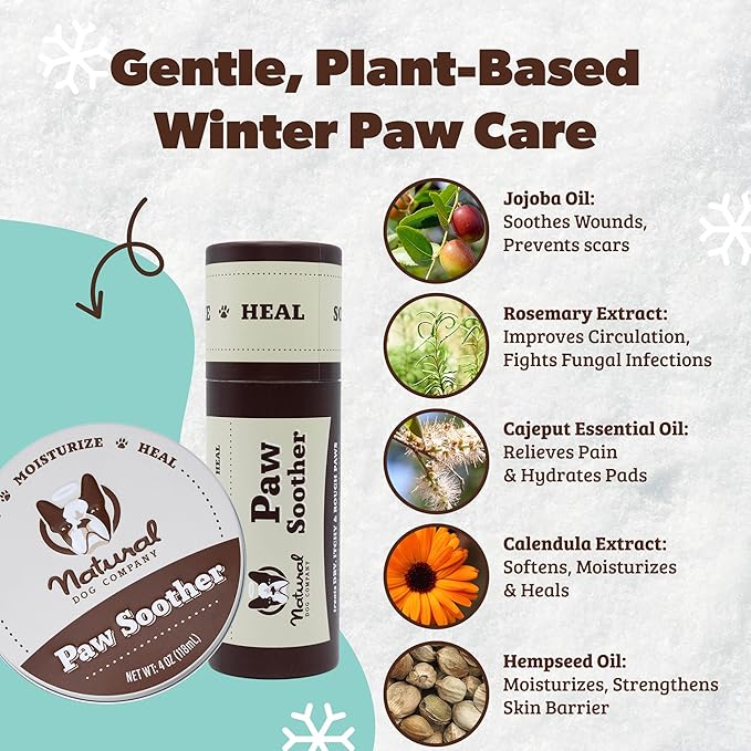 Natural Dog Company Paw Soother Balm Bundle, (1) 2 oz. Tin & (1) Travel Stick, Dog Paw Cream and Lotion, Moisturizes & Soothes Irritated Paws & Elbows, Protects from Cracks & Wounds