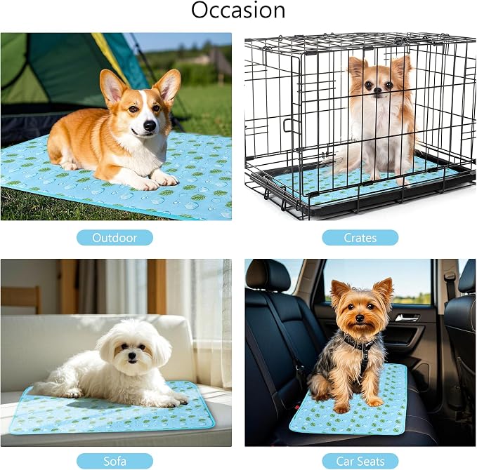 DELIFUR Cat Cooling Mat- Pet Cooling Mat Outdoor for Dogs Ice Pad for Kitten Cat Puppy Machine Washable (Medium, Blue Ice)