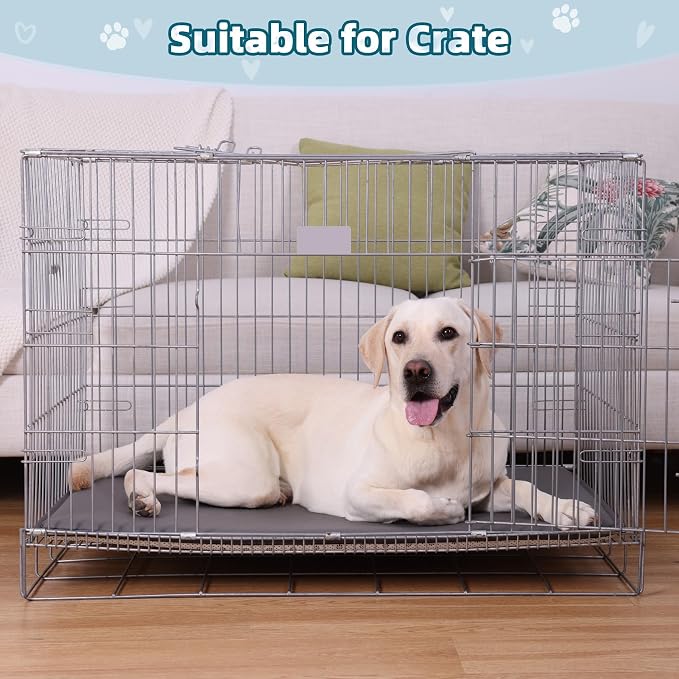 Extra Large Dog Crate Pad Bed, Waterproof Pet Bed for Large Dogs, Outdoor Pet Bed with High Resilience Foam,Wipe Clean & Easy Rinse, Anti Slip 48 inch Graphite Grey