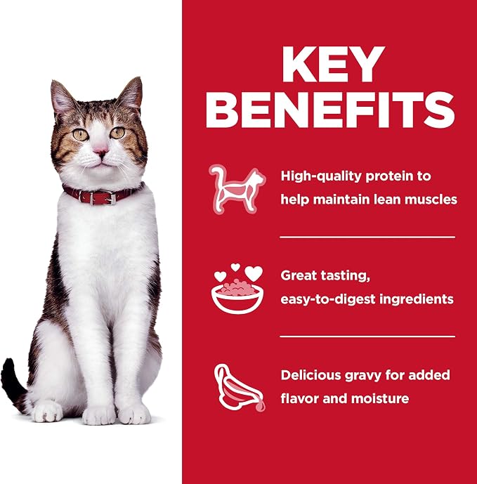 Hill's Science Diet Adult 7+ Wet Cat Food Variety Pack, Chicken & Tuna, 2.8 oz. Pouches, 12-Pack