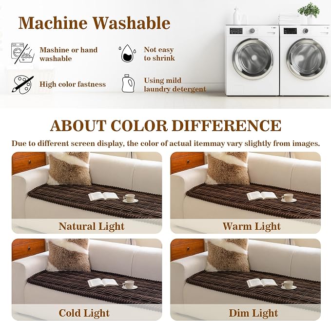 MYSKY HOME Couch Covers for 3-4 Cushion Sofa Pet Friendly, Couch Cover for Dogs, Sofa Covers for Pets Washable, Soft Non-Slip Sofa Slipcovers Furniture Protector Covers, Chococlate, 27.6" x 82.7"