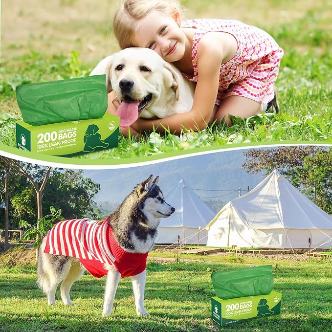 Harloon 6000 Counts Dog Poop Waste Bags Bulk, 30 Rolls Pet Waste Bags, Extra Thick Strong Leak Proof, for Walking, Travel, Park, Puppy Cleanup,Universal Doggy Rolls Waste-Box(Deep Green,12 x 8 Inches)